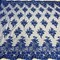1 Yard Royal Blue Corded Lace Fabric with Hand-Embroidered Beading on Mesh 53 inch Width